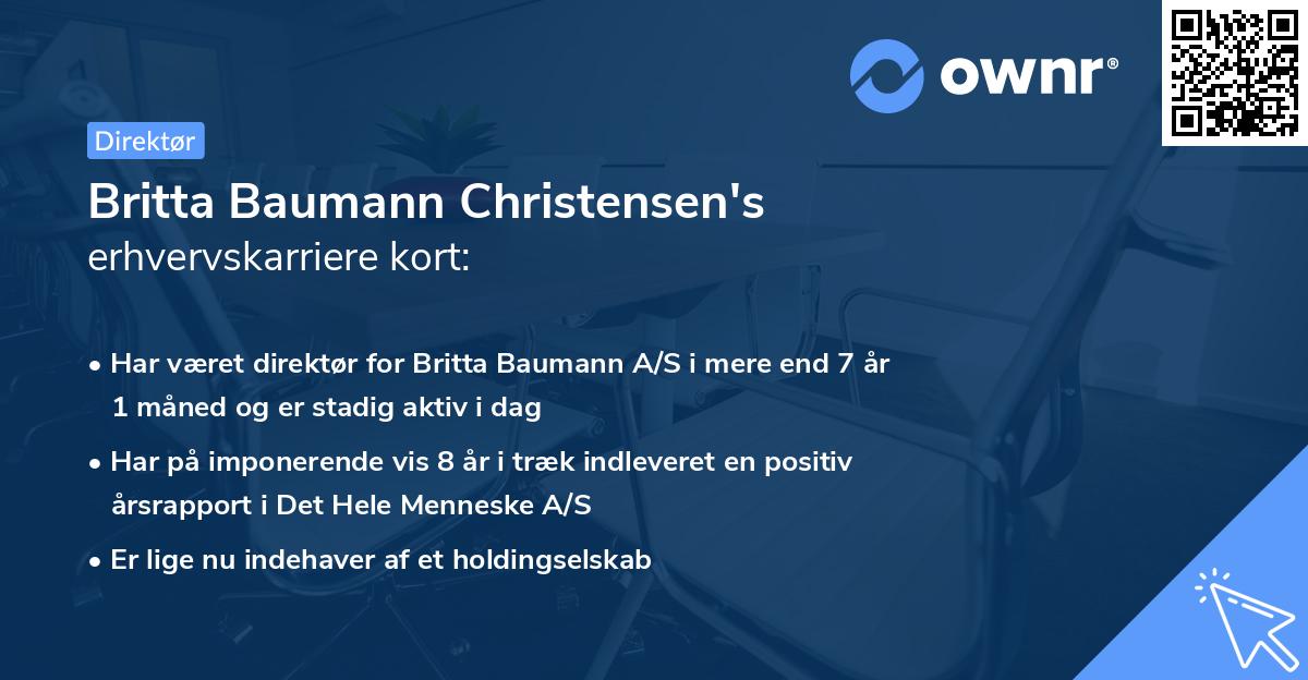 Britta Baumann Christensen's erhvervskarriere kort
