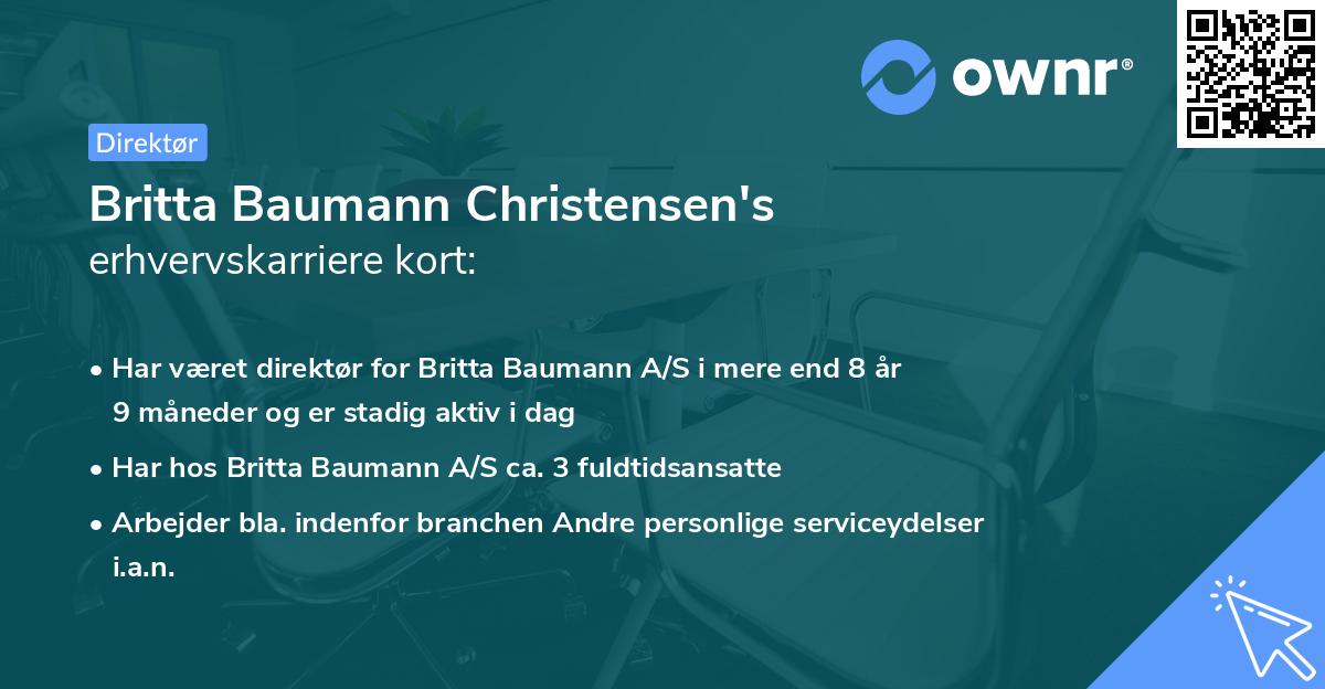Britta Baumann Christensen's erhvervskarriere kort