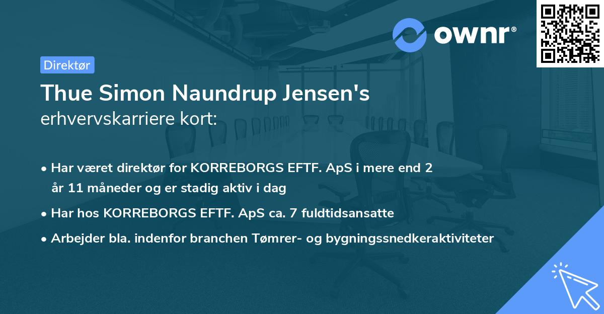 Thue Simon Naundrup Jensen's erhvervskarriere kort