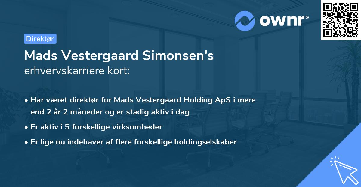 Mads Vestergaard Simonsen's erhvervskarriere kort