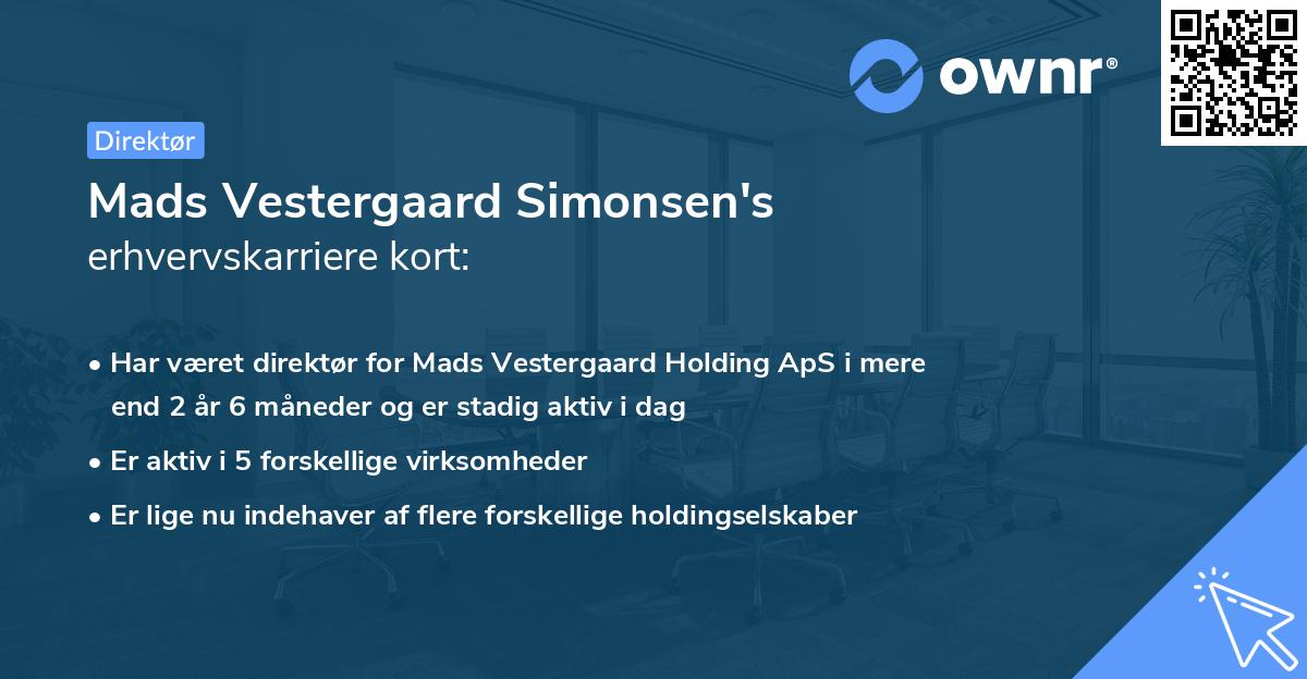 Mads Vestergaard Simonsen's erhvervskarriere kort