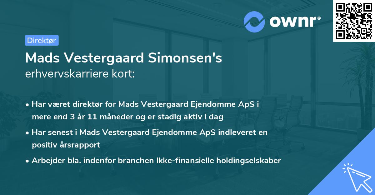 Mads Vestergaard Simonsen's erhvervskarriere kort