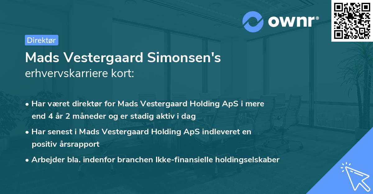 Mads Vestergaard Simonsen's erhvervskarriere kort