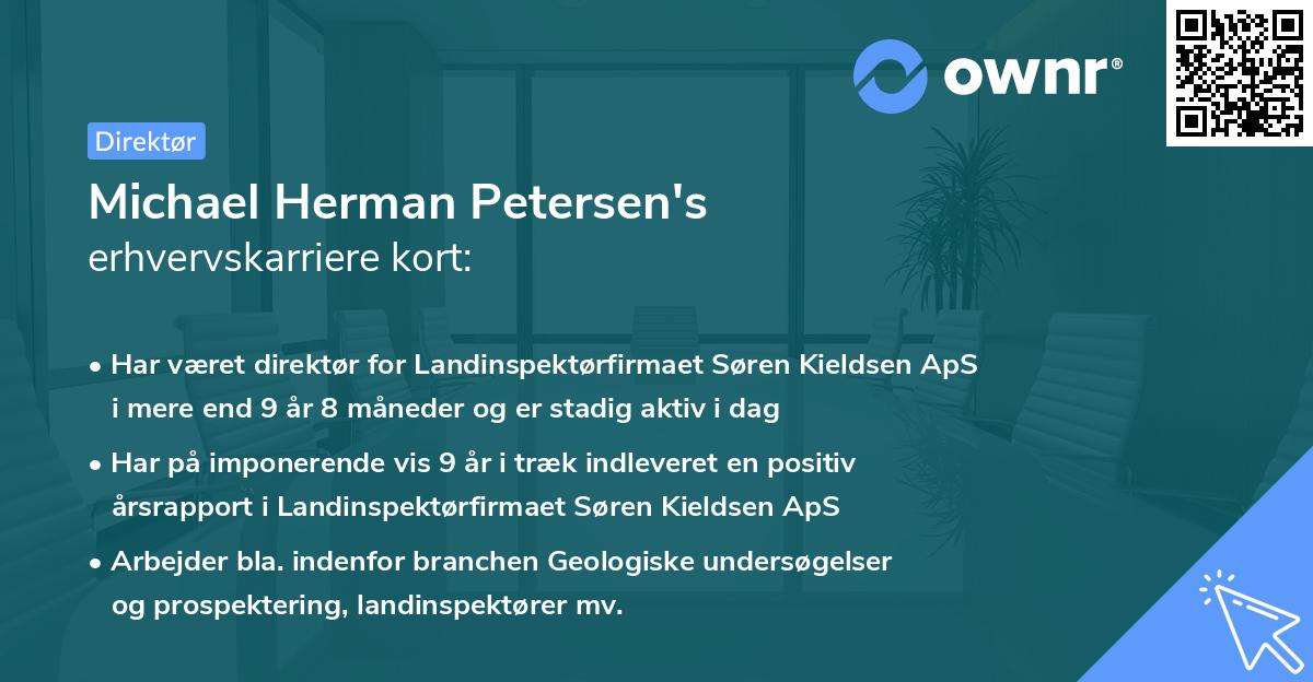 Michael Herman Petersen's erhvervskarriere kort