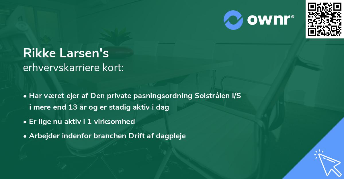 Rikke Larsen's erhvervskarriere kort
