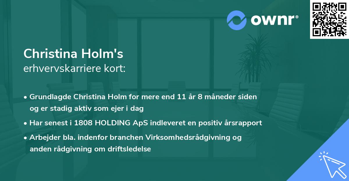 Christina Holm's erhvervskarriere kort