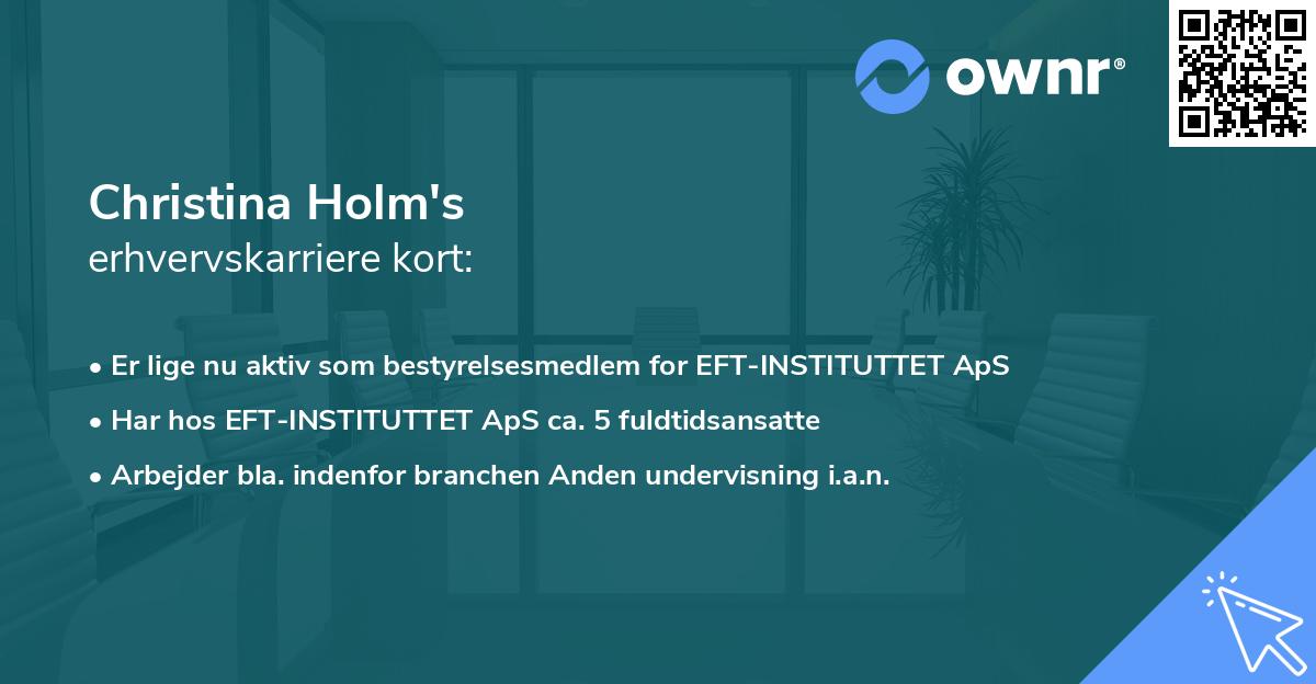 Christina Holm's erhvervskarriere kort