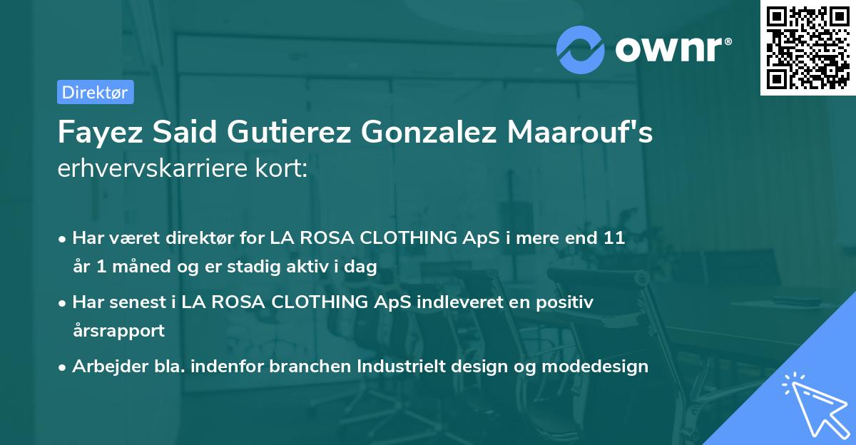 Fayez Said Gutierez Gonzalez Maarouf's erhvervskarriere kort