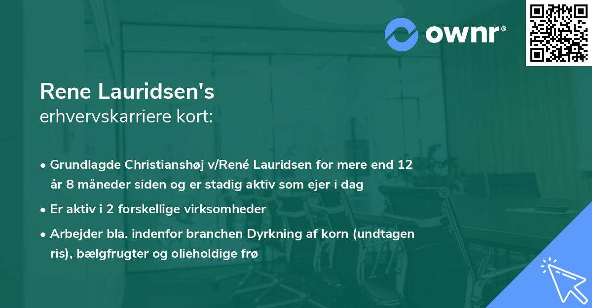 Rene Lauridsen's erhvervskarriere kort