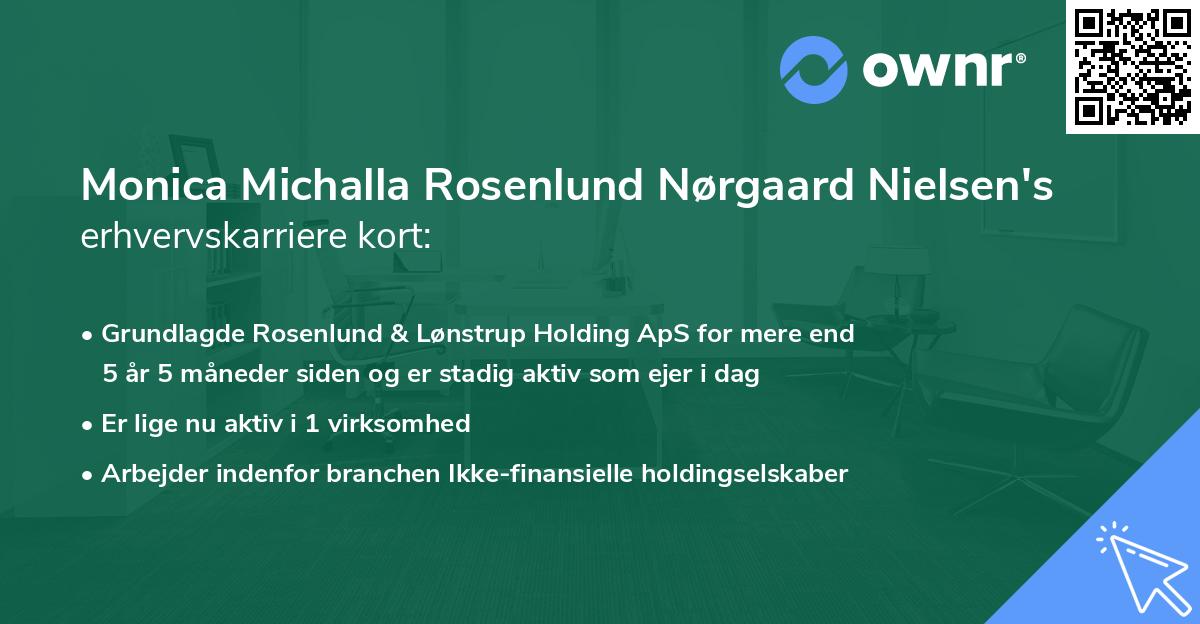 Monica Michalla Rosenlund Nørgaard Nielsen's erhvervskarriere kort