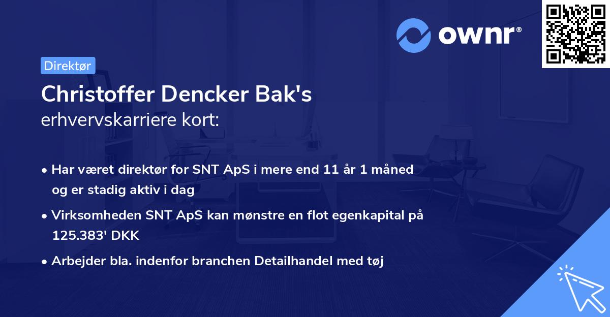 Christoffer Dencker Bak's erhvervskarriere kort