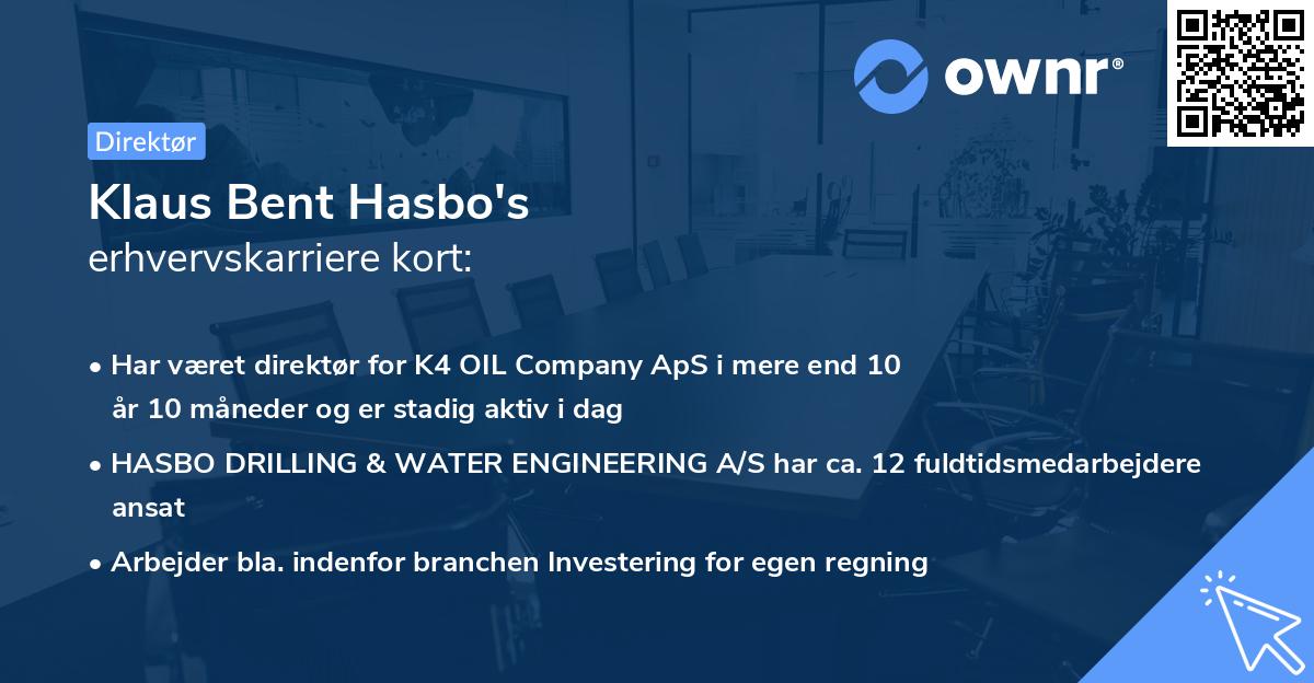 Klaus Bent Hasbo's erhvervskarriere kort