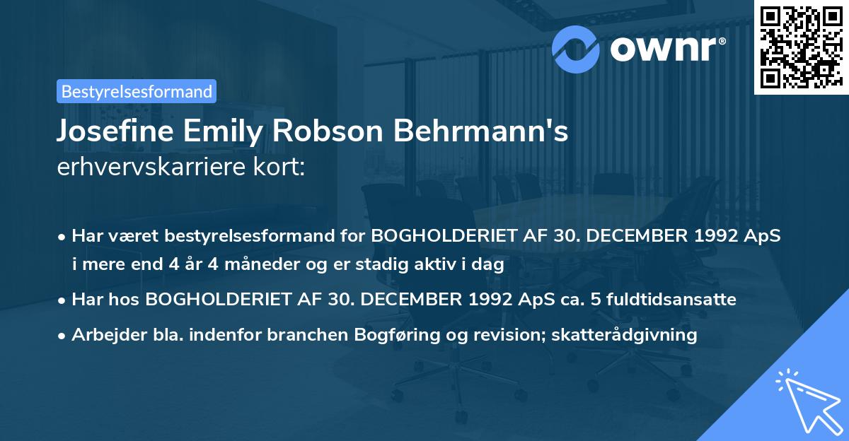 Josefine Emily Robson Behrmann's erhvervskarriere kort