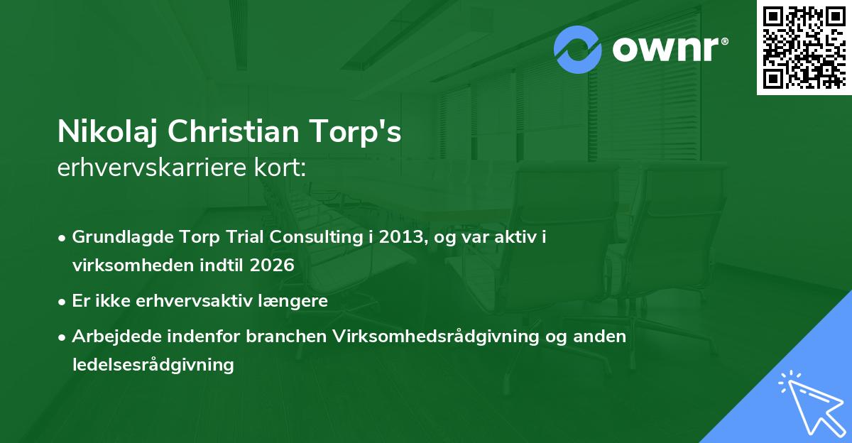 Nikolaj Christian Torp's erhvervskarriere kort