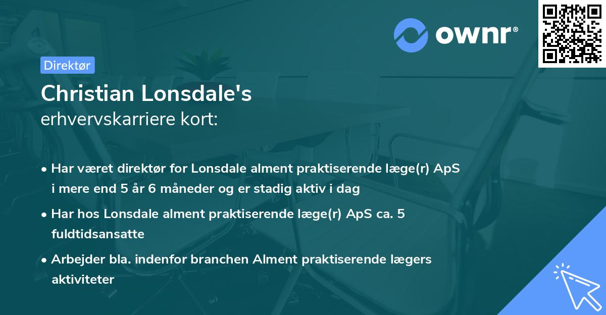 Christian Lonsdale's erhvervskarriere kort