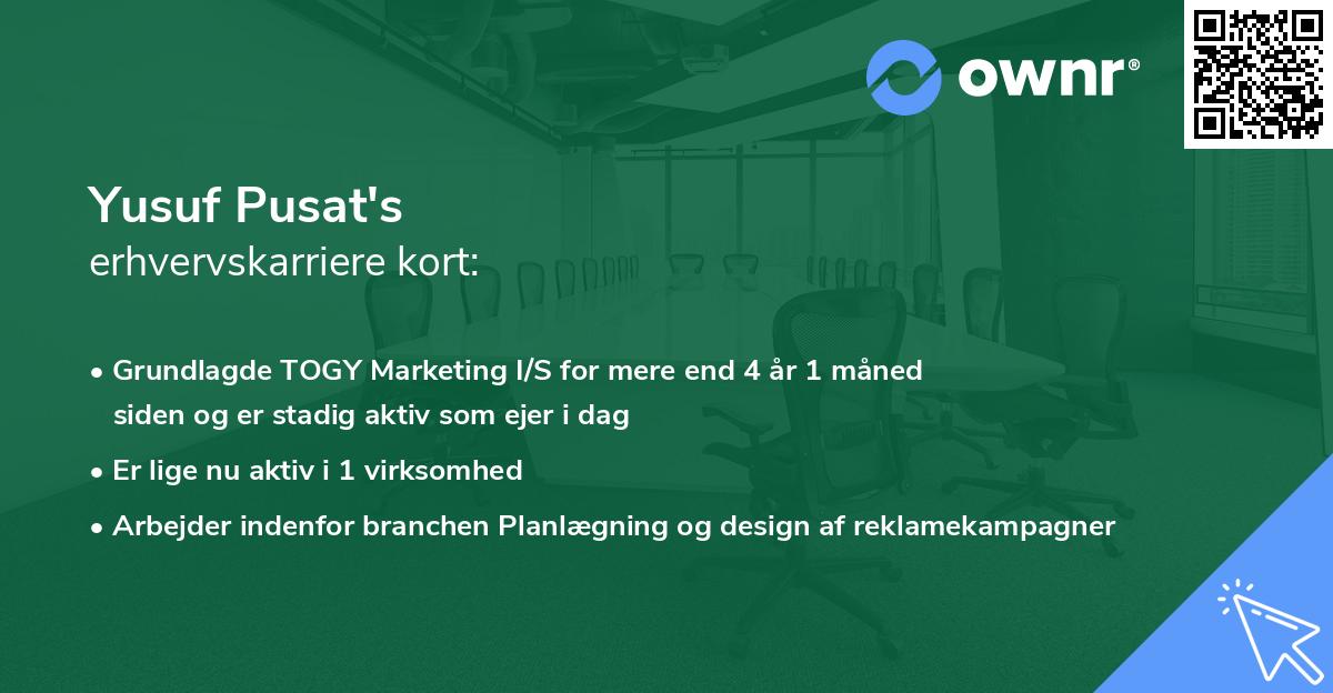 Yusuf Pusat's erhvervskarriere kort