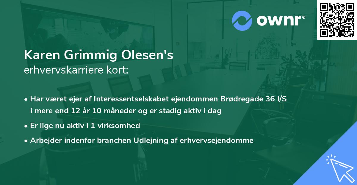 Karen Grimmig Olesen's erhvervskarriere kort