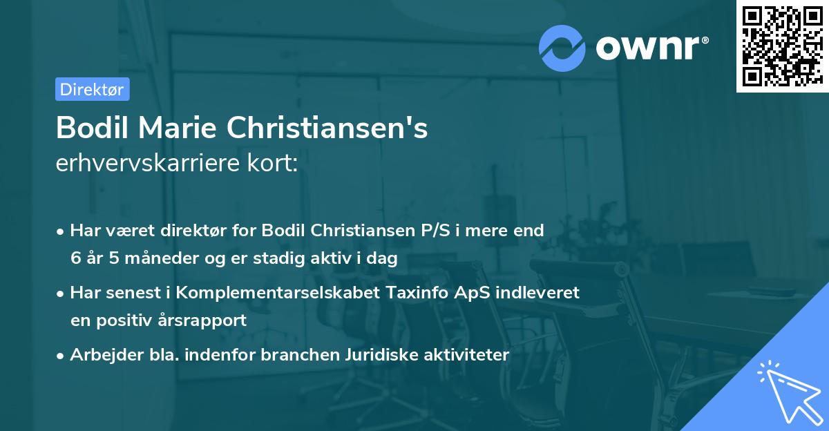 Bodil Marie Christiansen's erhvervskarriere kort