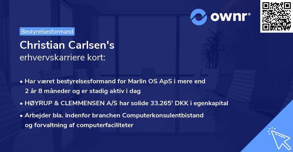 Christian Carlsen's erhvervskarriere kort