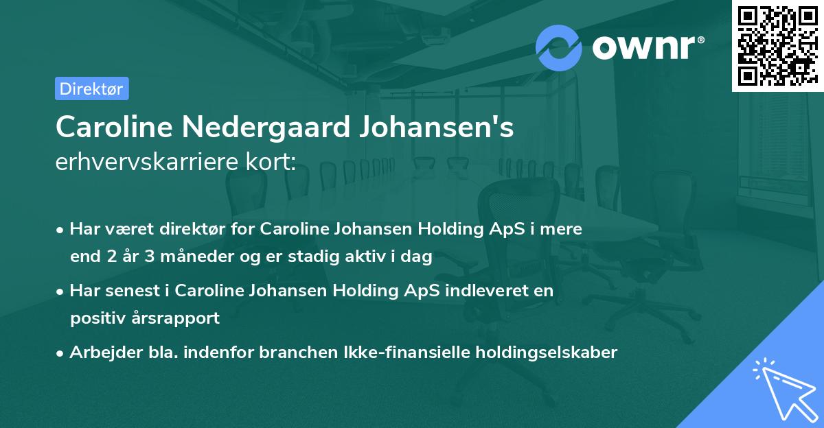 Caroline Nedergaard Johansen's erhvervskarriere kort