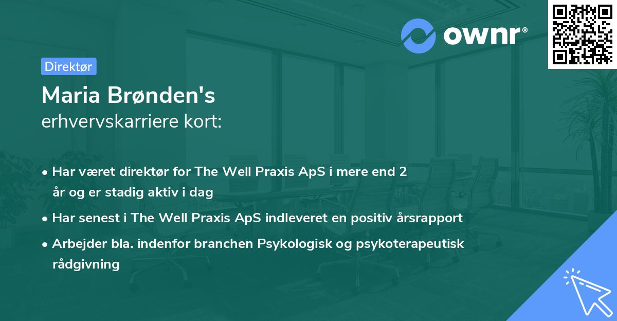 Maria Brønden's erhvervskarriere kort