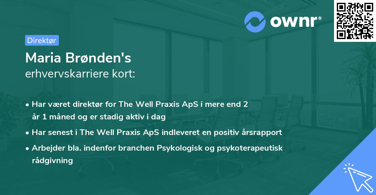 Maria Brønden's erhvervskarriere kort