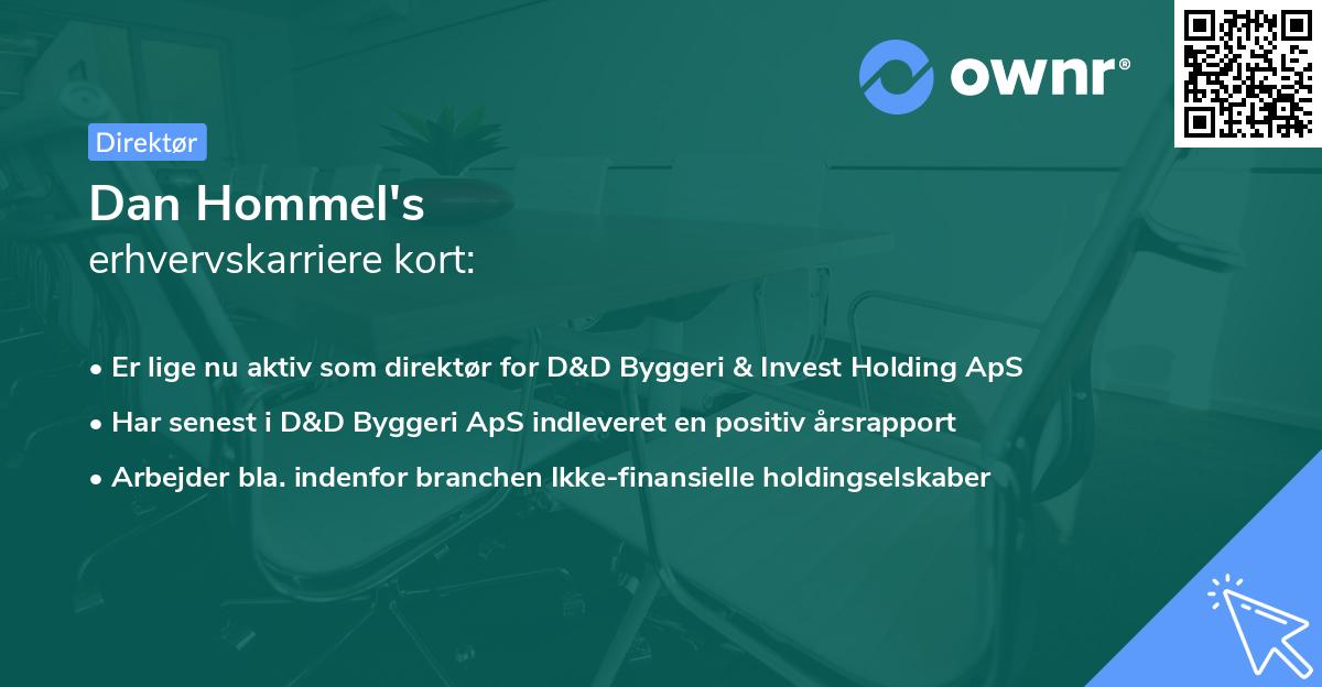Dan Hommel's erhvervskarriere kort