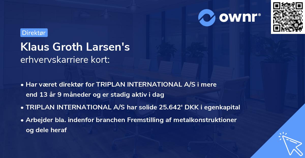 Klaus Groth Larsen's erhvervskarriere kort
