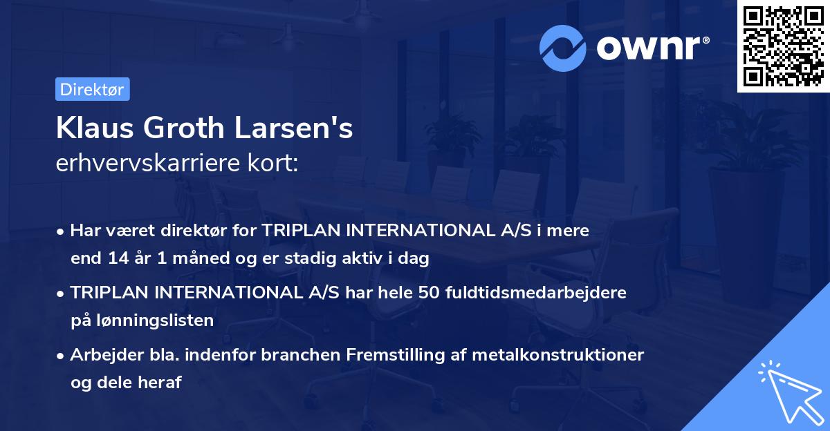 Klaus Groth Larsen's erhvervskarriere kort
