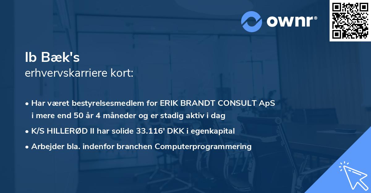 Ib Bæk's erhvervskarriere kort