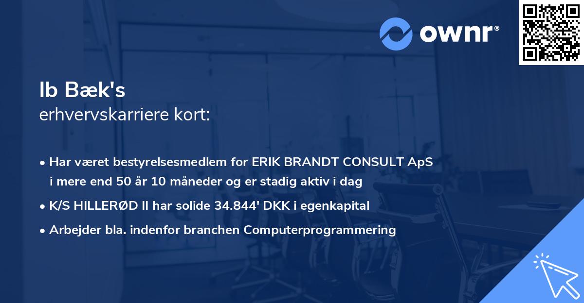 Ib Bæk's erhvervskarriere kort