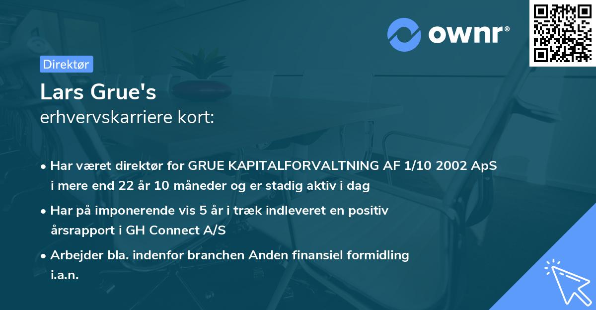Lars Grue's erhvervskarriere kort