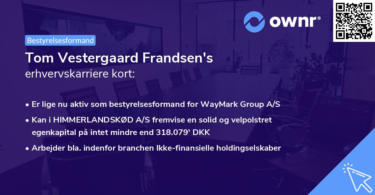 Tom Vestergaard Frandsen's erhvervskarriere kort