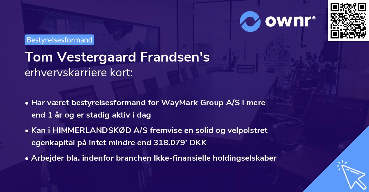 Tom Vestergaard Frandsen's erhvervskarriere kort