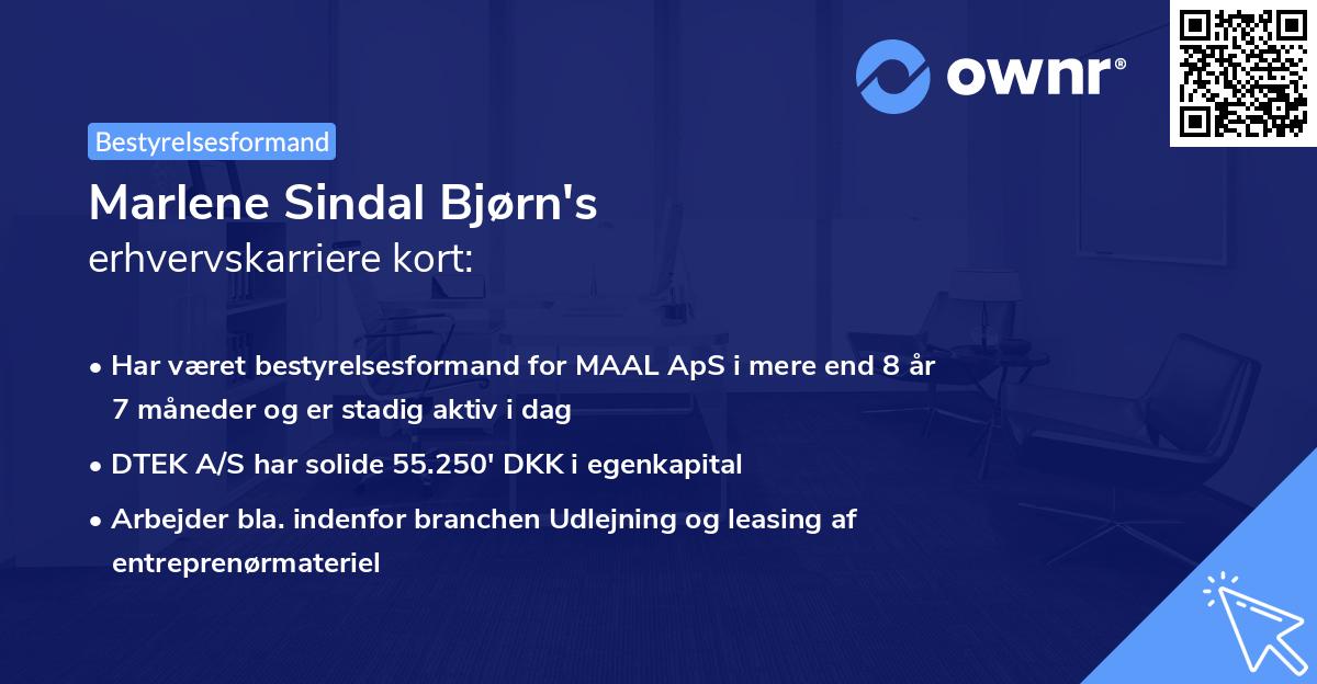 Marlene Sindal Bjørn's erhvervskarriere kort