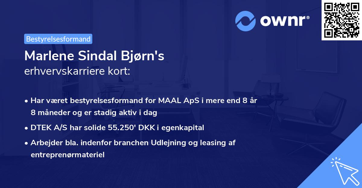 Marlene Sindal Bjørn's erhvervskarriere kort