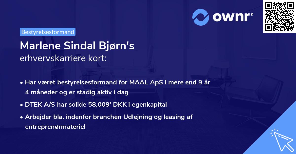 Marlene Sindal Bjørn's erhvervskarriere kort