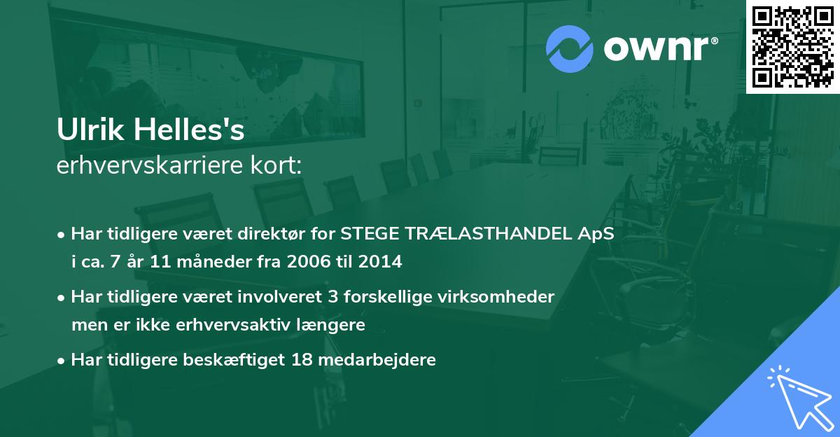 Ulrik Helles's erhvervskarriere kort