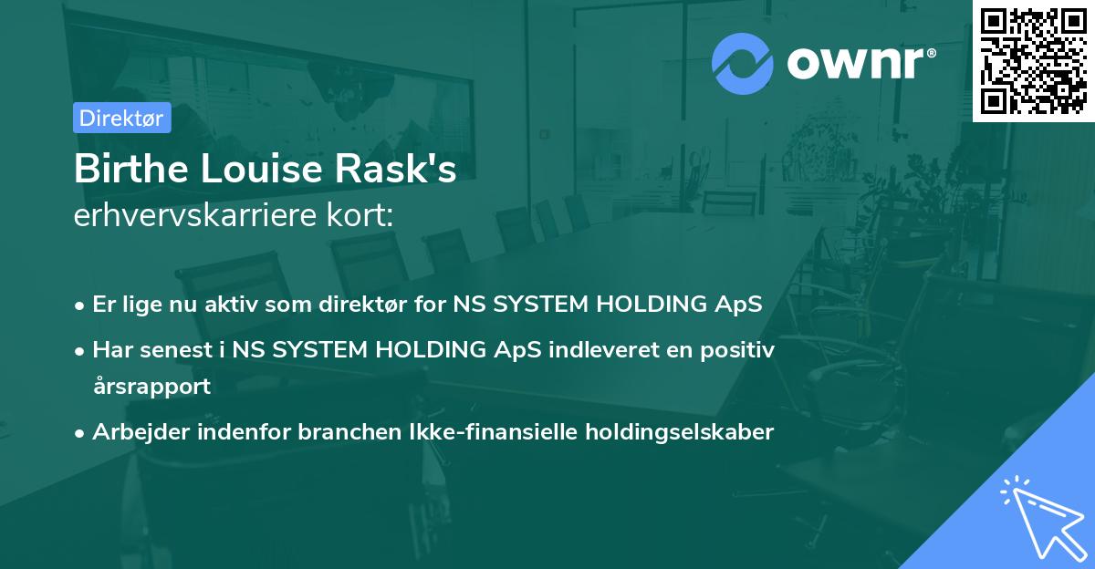 Birthe Louise Rask's erhvervskarriere kort