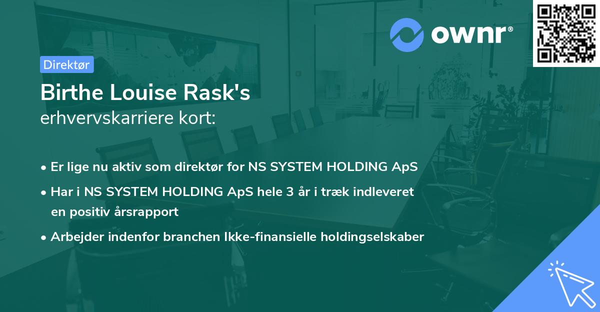 Birthe Louise Rask's erhvervskarriere kort