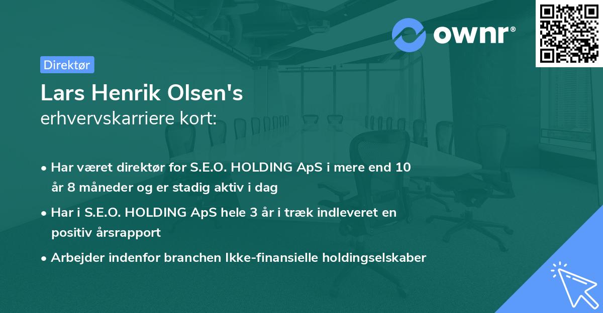 Lars Henrik Olsen's erhvervskarriere kort