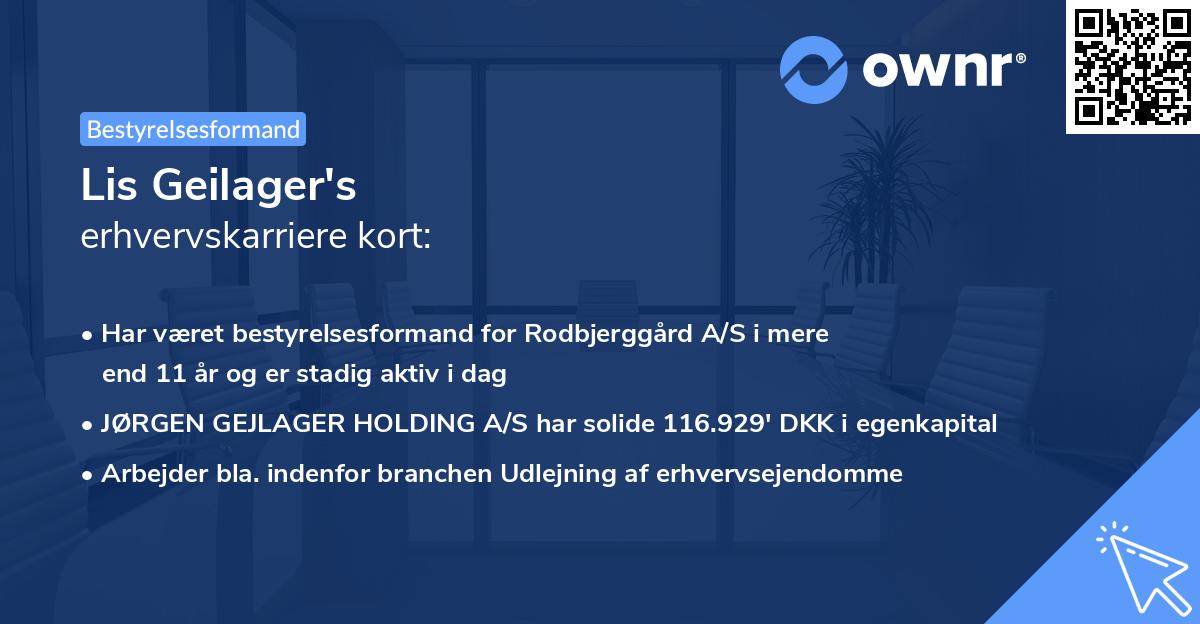 Lis Geilager's erhvervskarriere kort