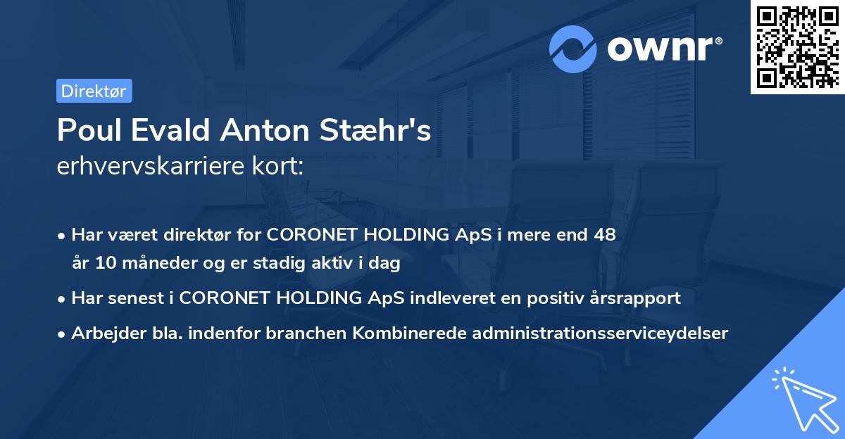 Poul Evald Anton Stæhr's erhvervskarriere kort
