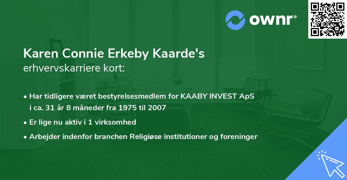 Karen Connie Erkeby Kaarde's erhvervskarriere kort