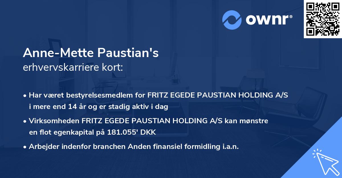 Anne-Mette Paustian's erhvervskarriere kort