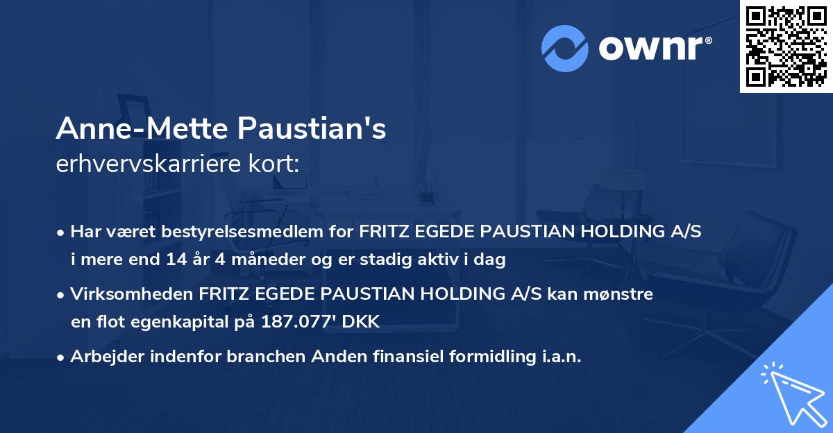 Anne-Mette Paustian's erhvervskarriere kort