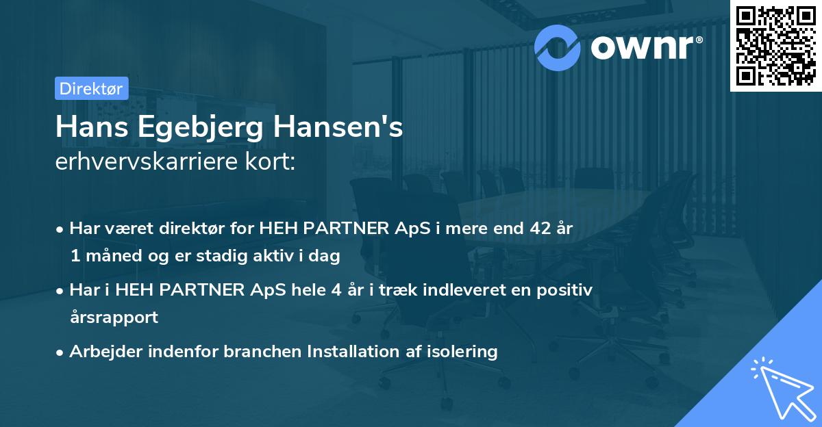 Hans Egebjerg Hansen's erhvervskarriere kort