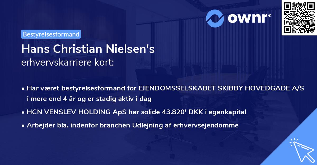 Hans Christian Nielsen's erhvervskarriere kort