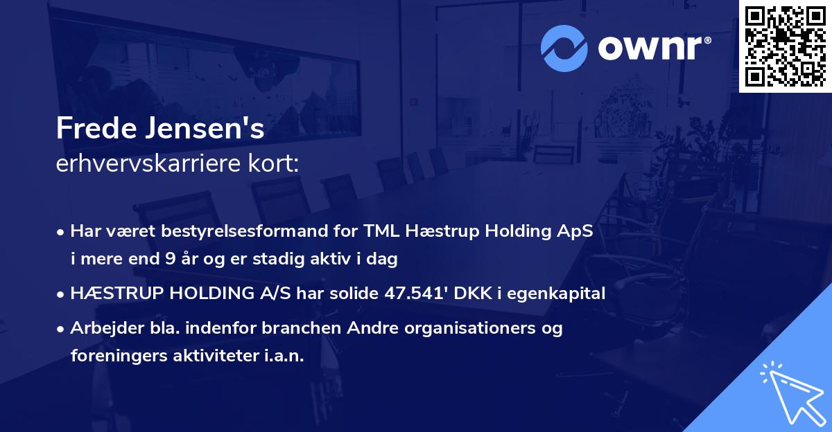Frede Jensen's erhvervskarriere kort