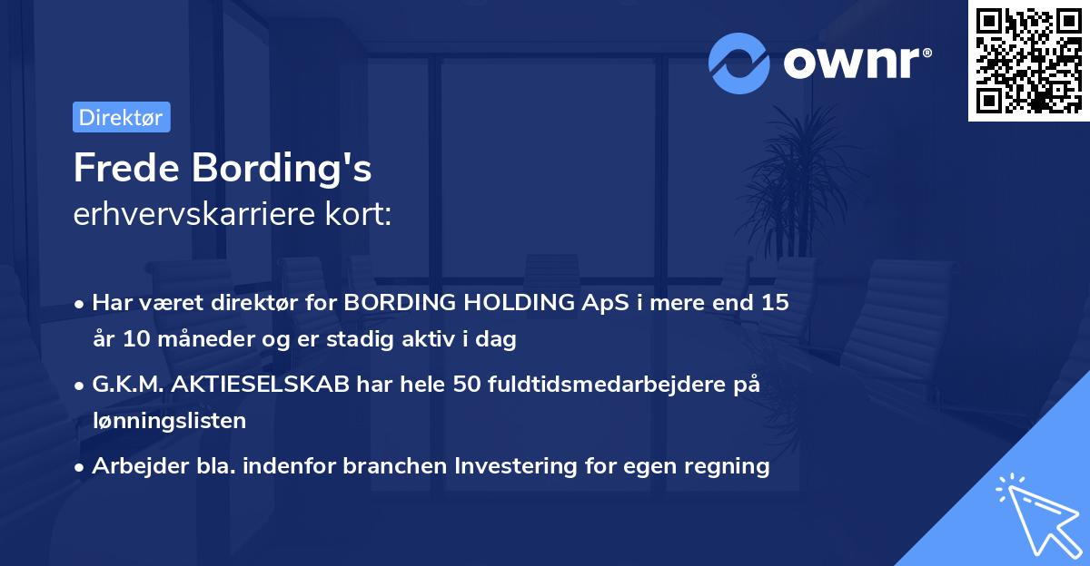 Frede Bording's erhvervskarriere kort